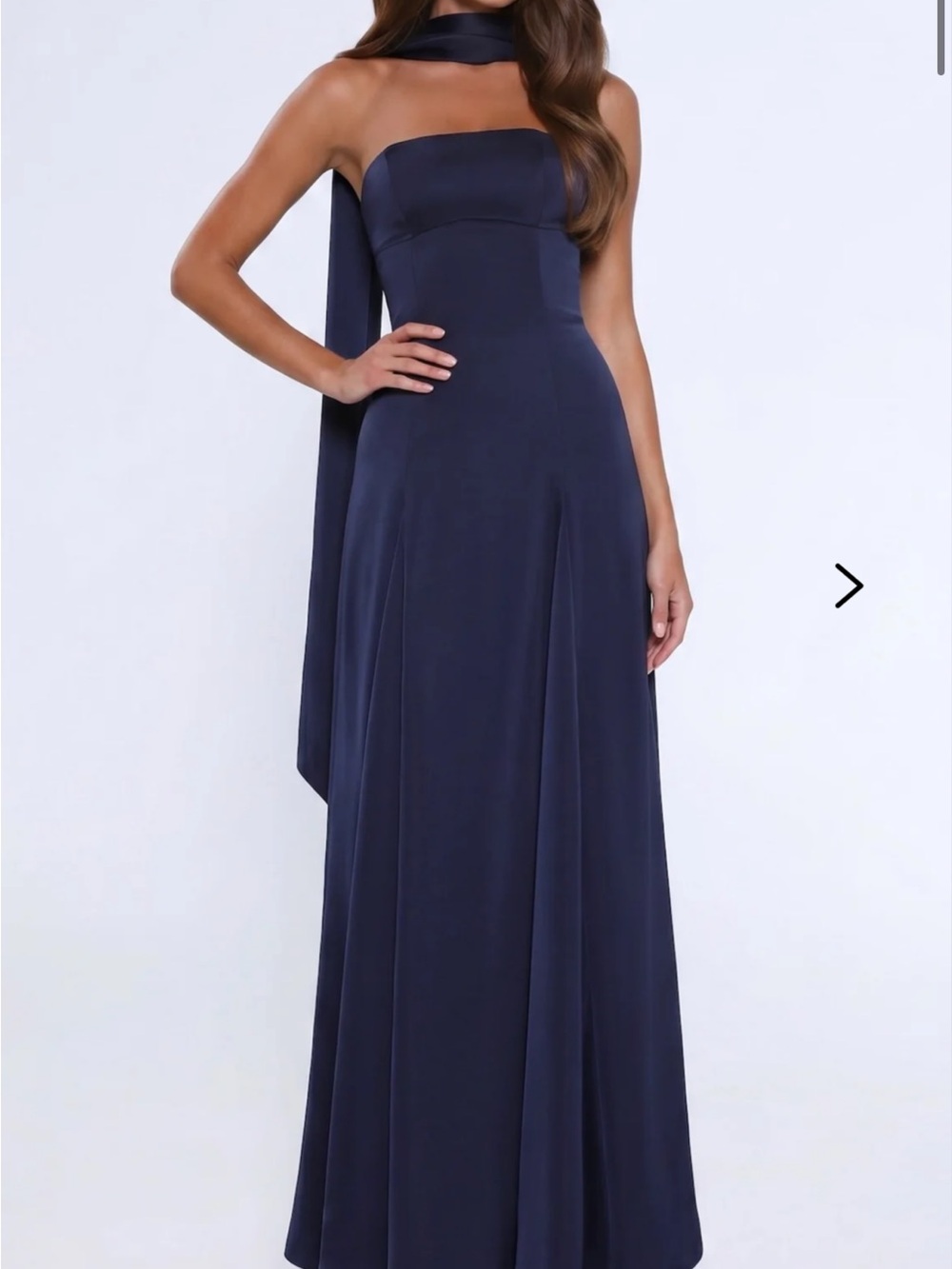 Hello Molly Strapless Navy Evening Gown with Neck Sash